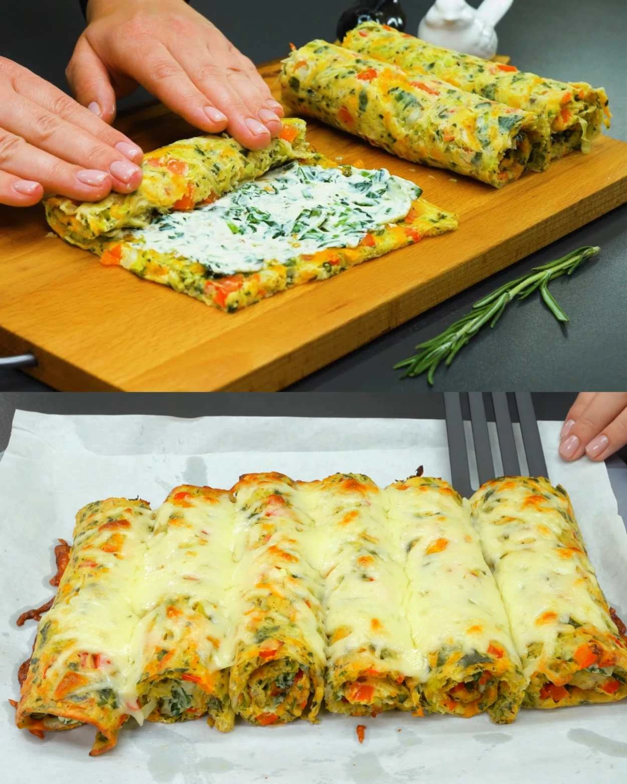 Zapečené zelí se špenátem